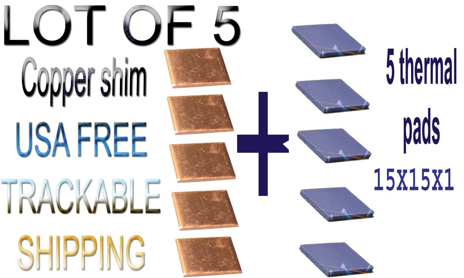 LOT OF 5 PIECES FAT COPPER SHIMS + 5 thermal silicone pads / GPU CPU Fix