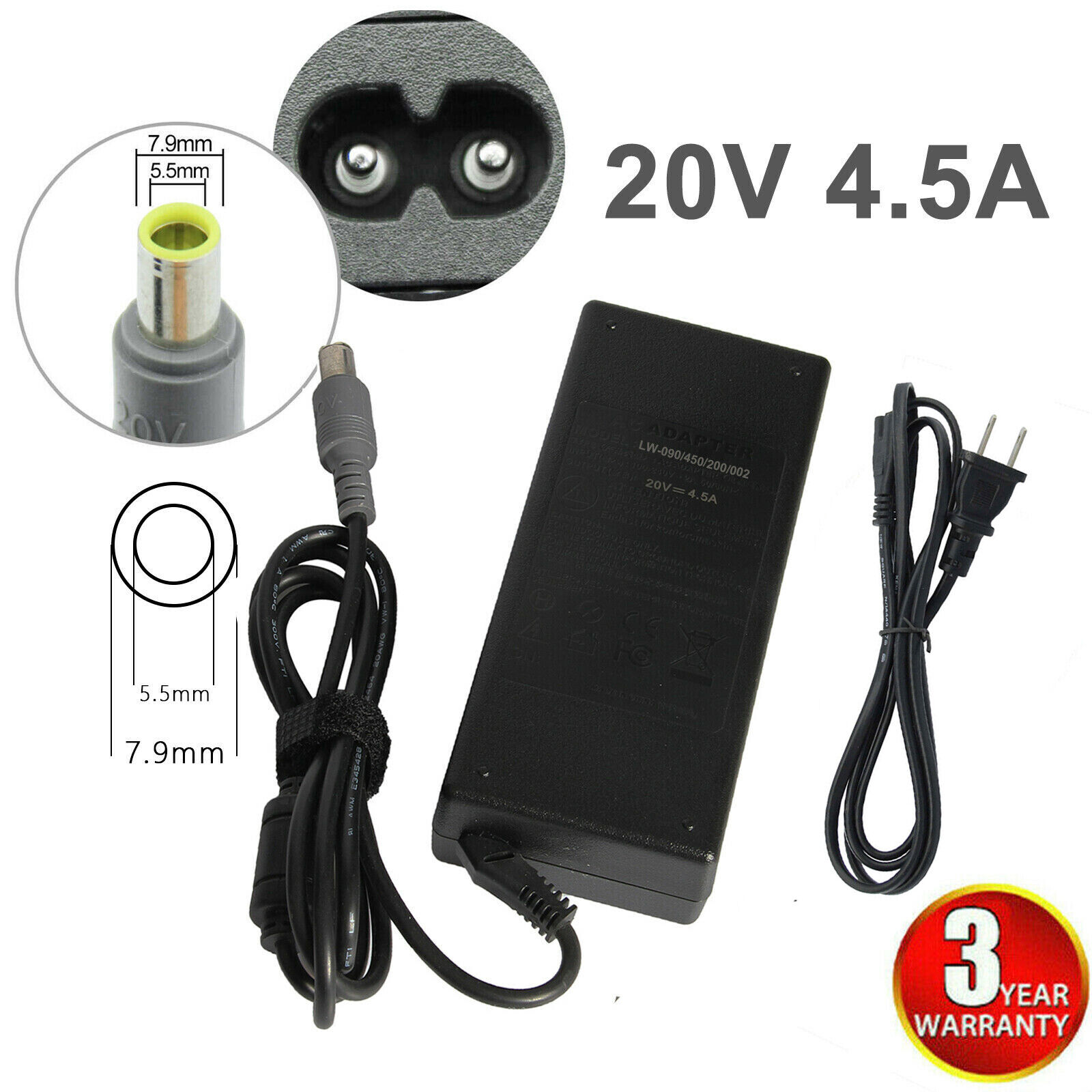 90W Adapter Power Charger for Laptop Lenovo ThinkPad Edge W500 W520 W510