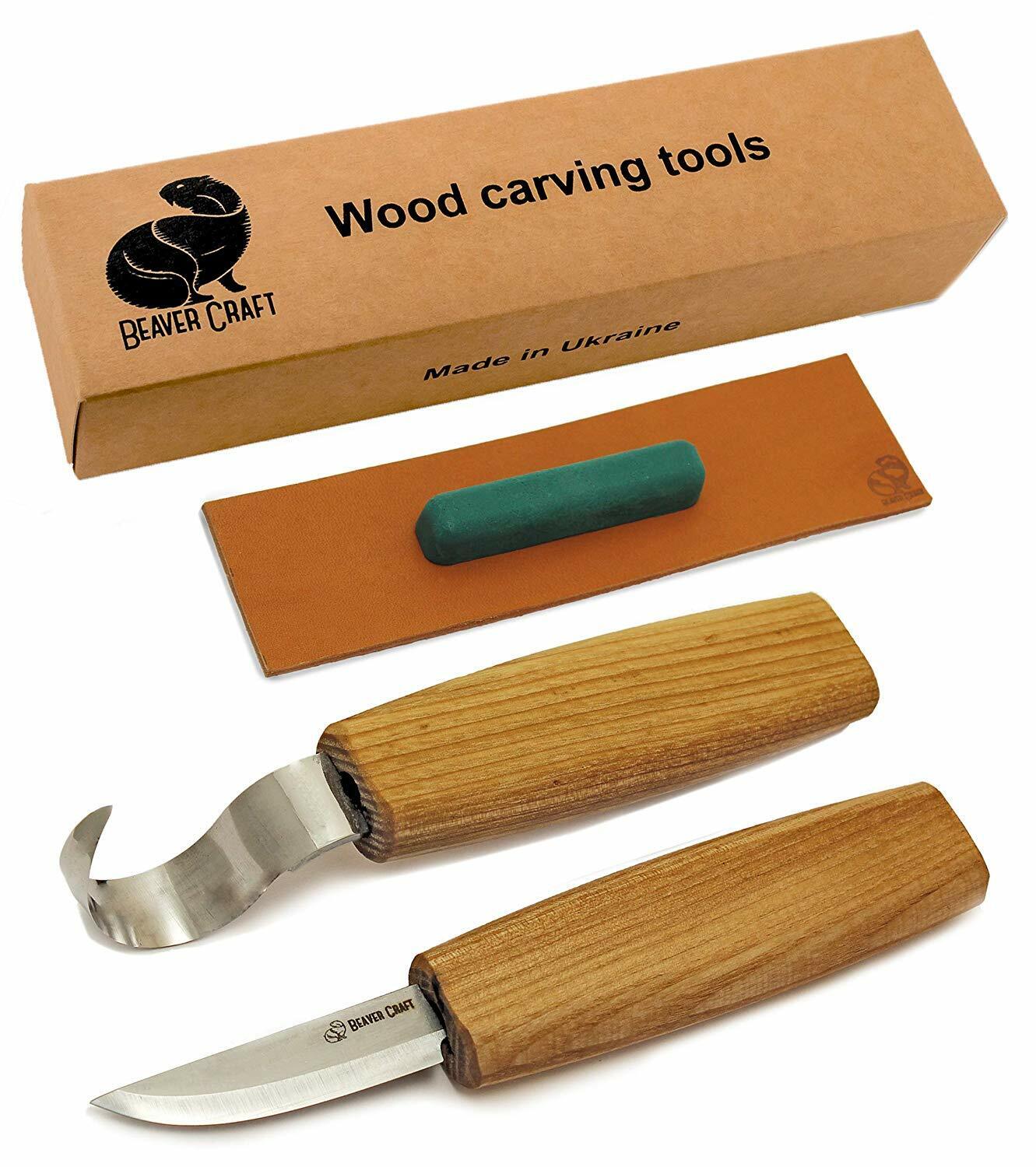 Spoon Carving Knives Woodcarving Set Hook Knife Whittling BeaverCraft OFFICIAL