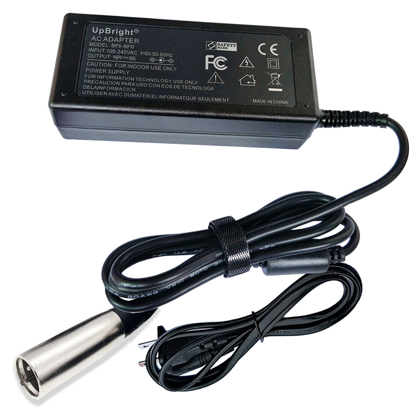 24V 3Pin AC Adapter For Jazzy Select 6 Ultra 3 Stage XLR Scooter Battery Charger