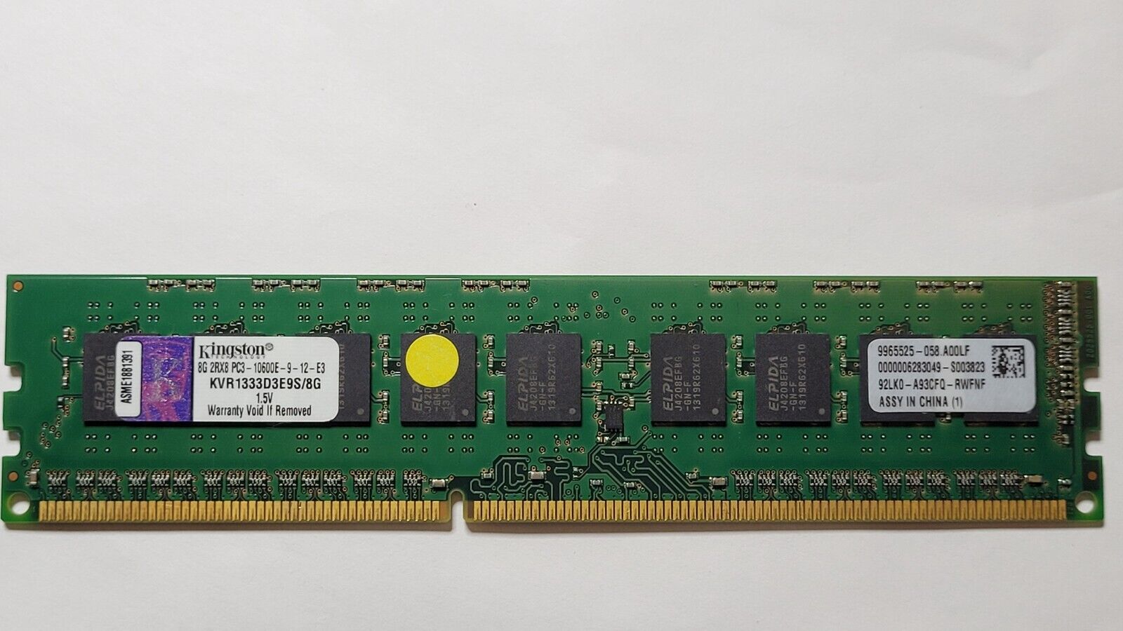Kingston 8GB PC3-10600E KVR1333D3E9S/8G DDR3-1333Mhz 1.5v ECC RAM pc3-10600