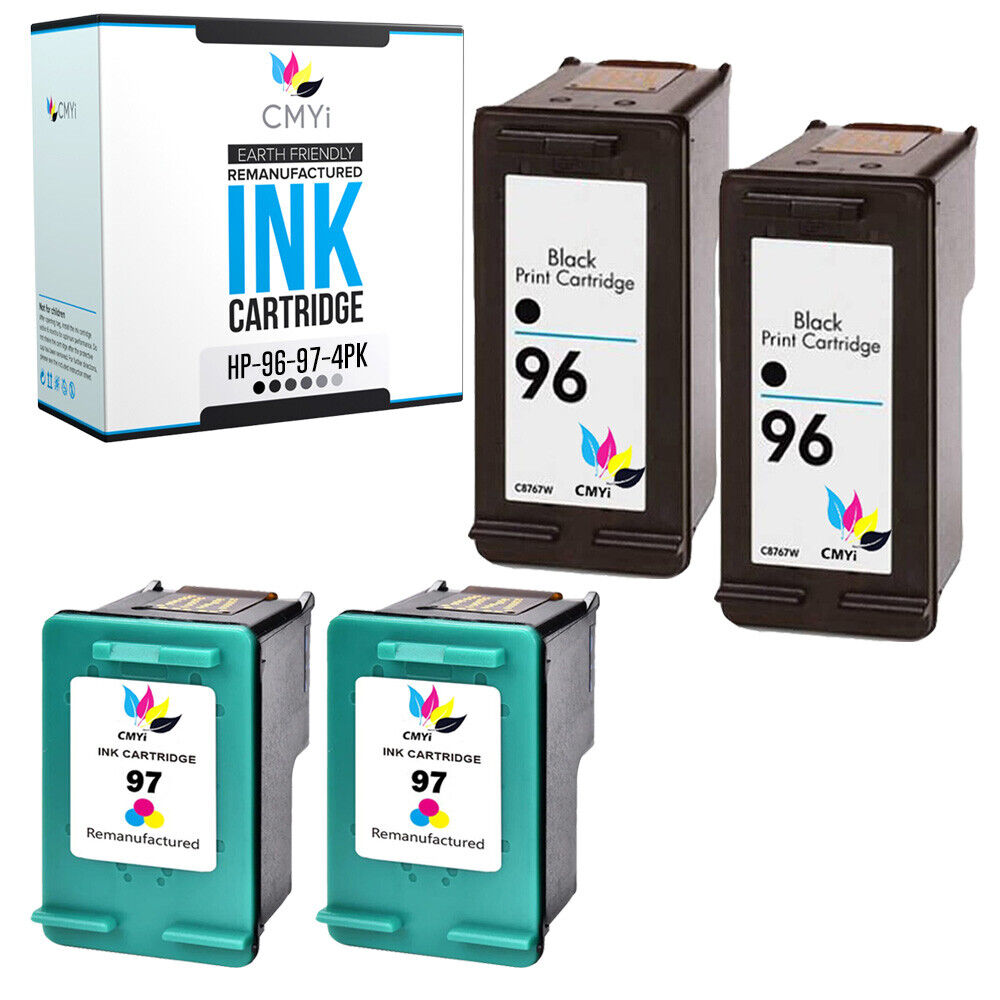 4 PK Ink Cartridges Black Tri-Color for HP 96 97 fits Deskjet Officejet Printer