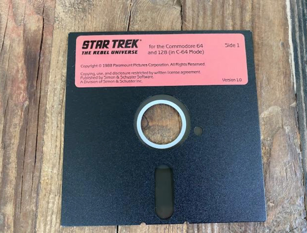 Commodore 64 & 128 Star Trek The Rebel Universe Floppy Disk Side 1 Only
