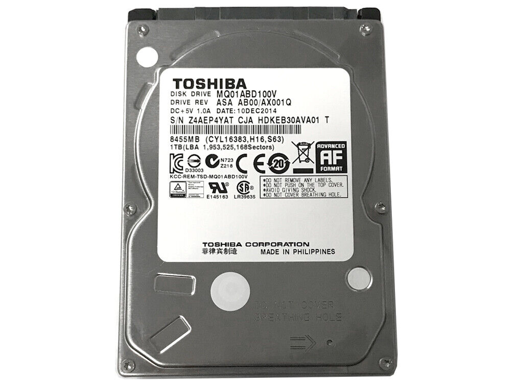 TOSHIBA 1TB 5400RPM SATA 3.0Gb/s 2.5in Internal Laptop Hard Drive MQ01ABD100V