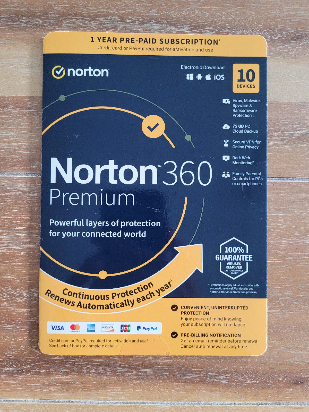 Norton 360 Premium: 10 Devices - 1 year, 75GB Cloud Storage, Secure VPN, more