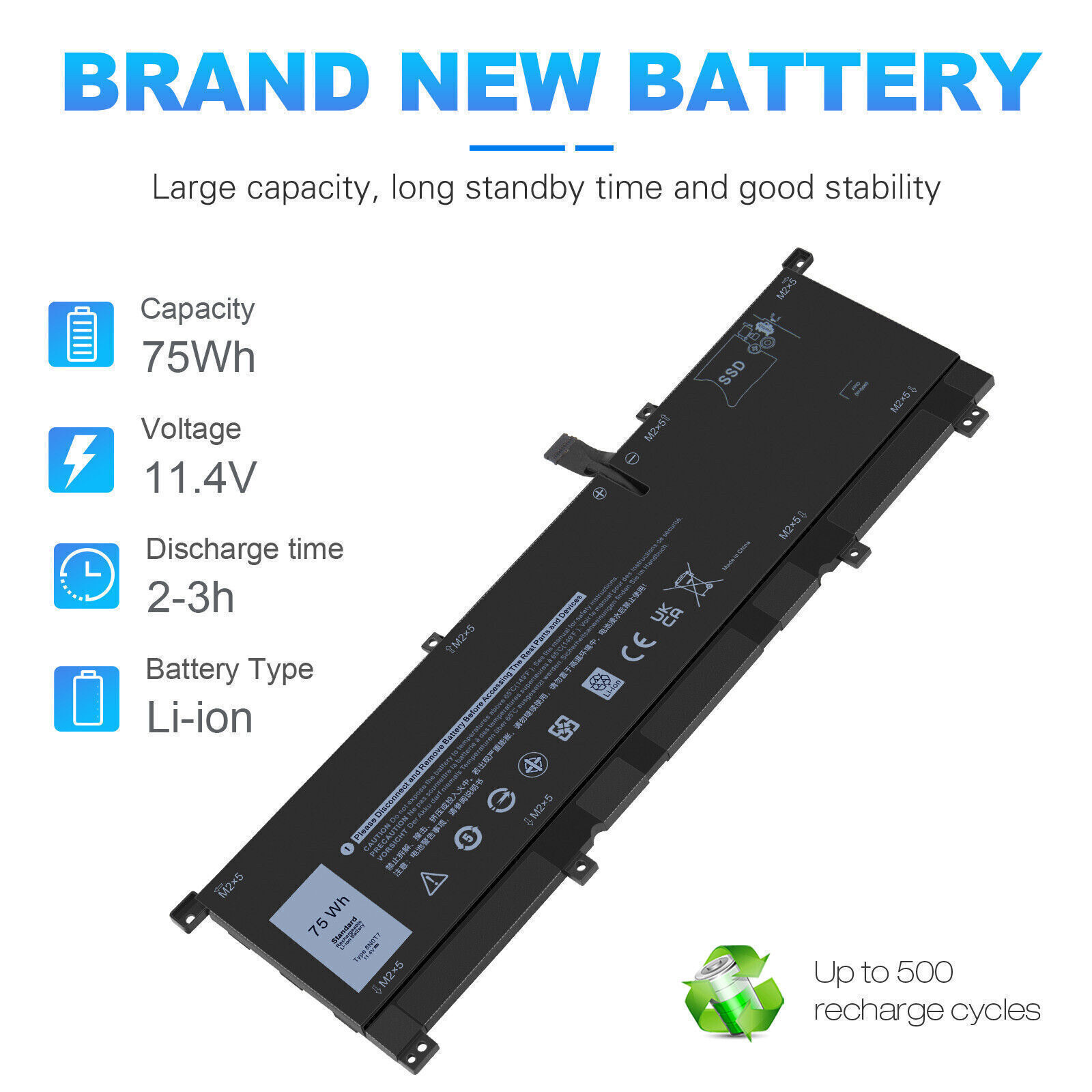 For DELL Laptop Battery For Dell XPS 15 9575 Series Type 11.4V 75Wh TMFYT 8N0T7