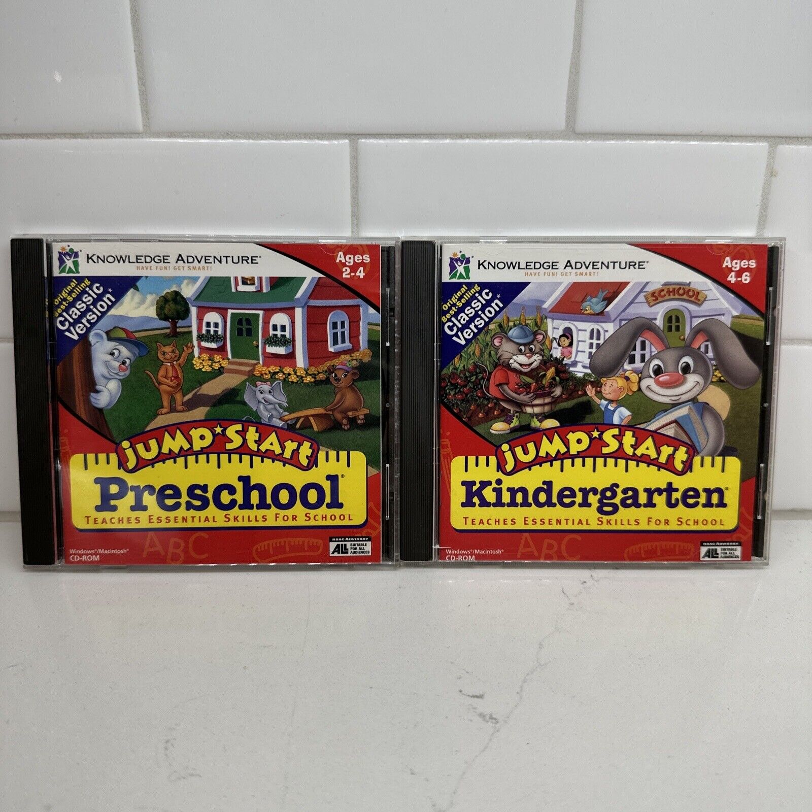 Lot of 2 Jump Start Preschool & Kindergarten PC CD Rom Games Educational Fun
