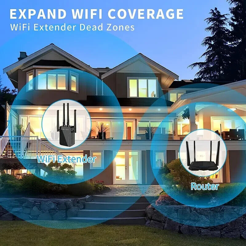 WiFi Range Extender Repeater 1200Mbps Wireless Amplifier Router Signal Booster