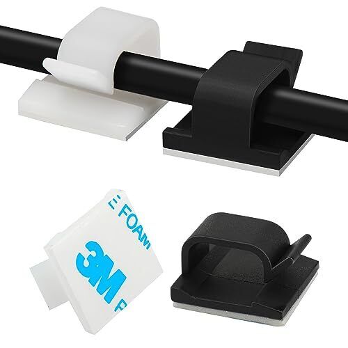 30 Pcs Small Black Adhesive Cable Clips For Cord Management Under Desk Table Pho