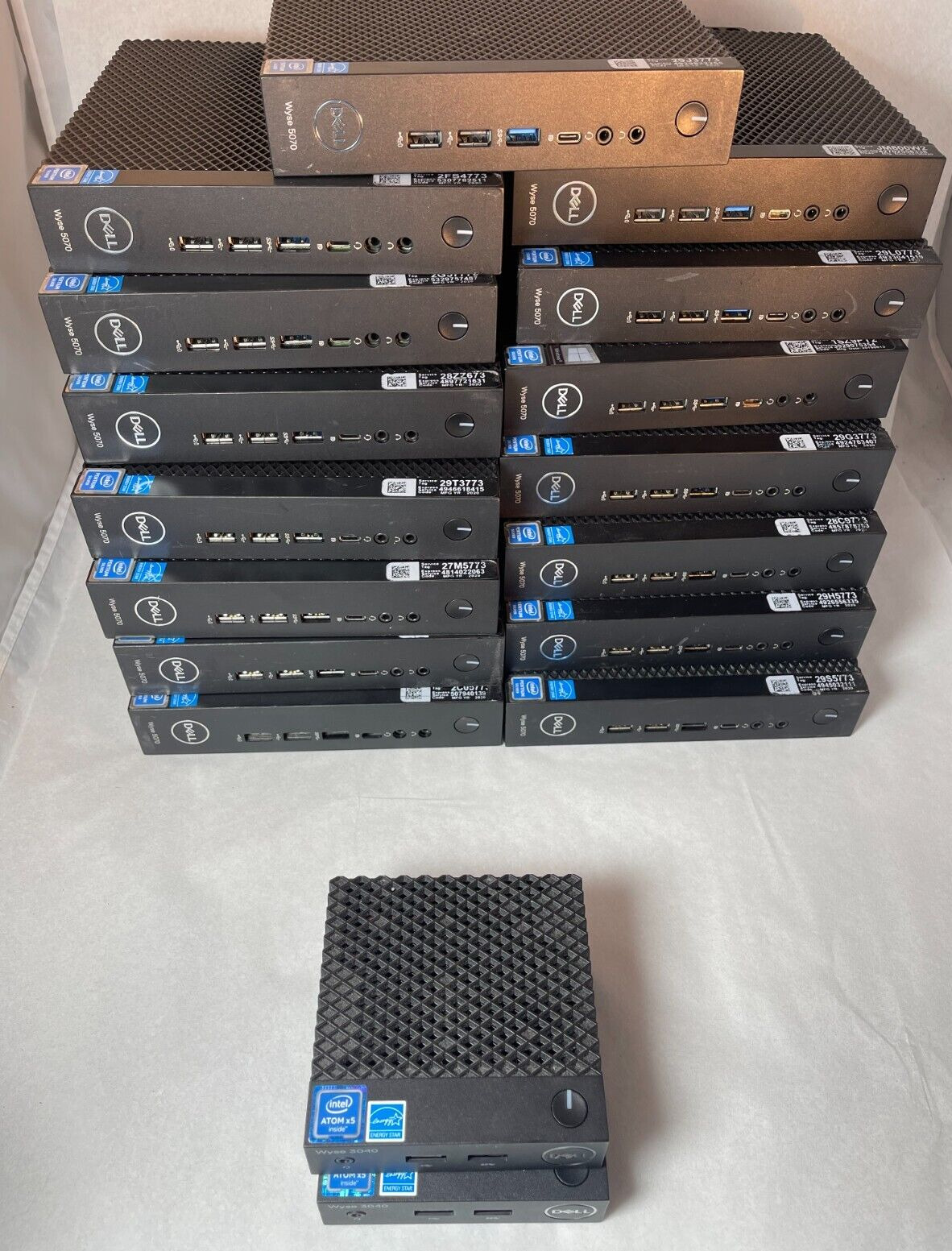 Lot of 15 Dell WYSE 5070, Plus 2 Wyse 3040 Thin Clients - No SSD - As Is