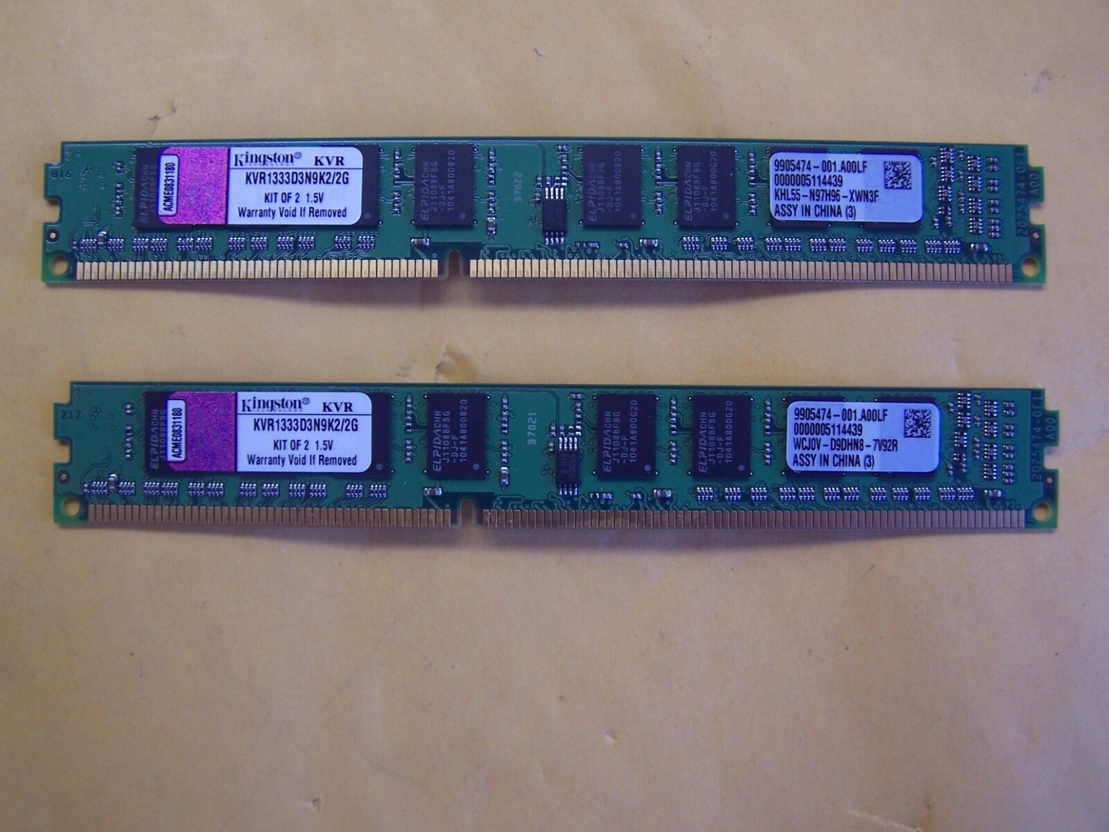 Kingston 2GB (2 x 1GB) PC3-10600 (KVR1333D3N9K2/2G)  m  LOW PROFILE 