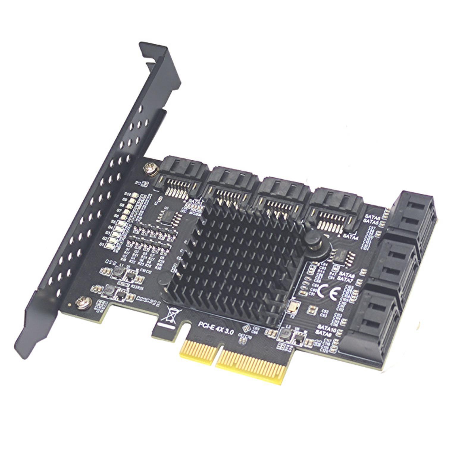 6 Port PCI-E Expansion Card Adapter PCI-E x4x8x16 6G SATA3.0 For ASMedia ASM1166