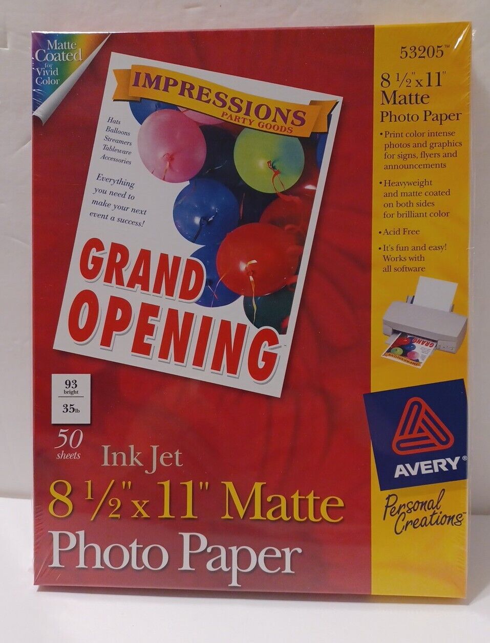 Avery 53205 Matte Coated Inkjet Photo Paper 50 Sheets 8.5x11 NIB