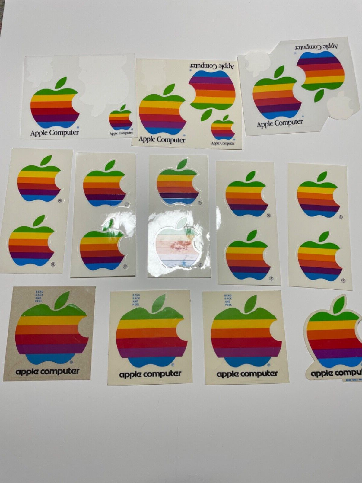 Large lot Vintage 1980s Apple Computer Logo-Stickers-Decals - Clean - Rainbow 