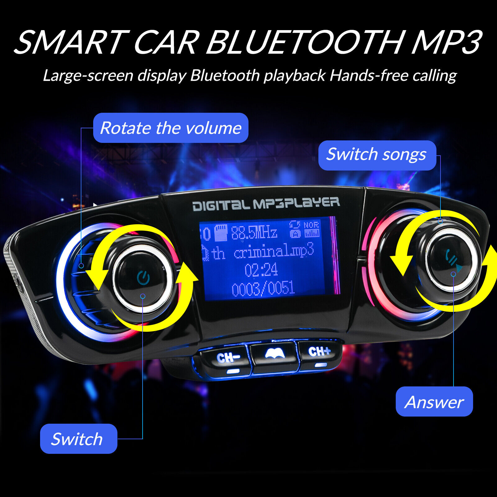 Car Bluetooth FM Transmitter MP3 Player Handsfree Radio Adapter Kit USB Charger