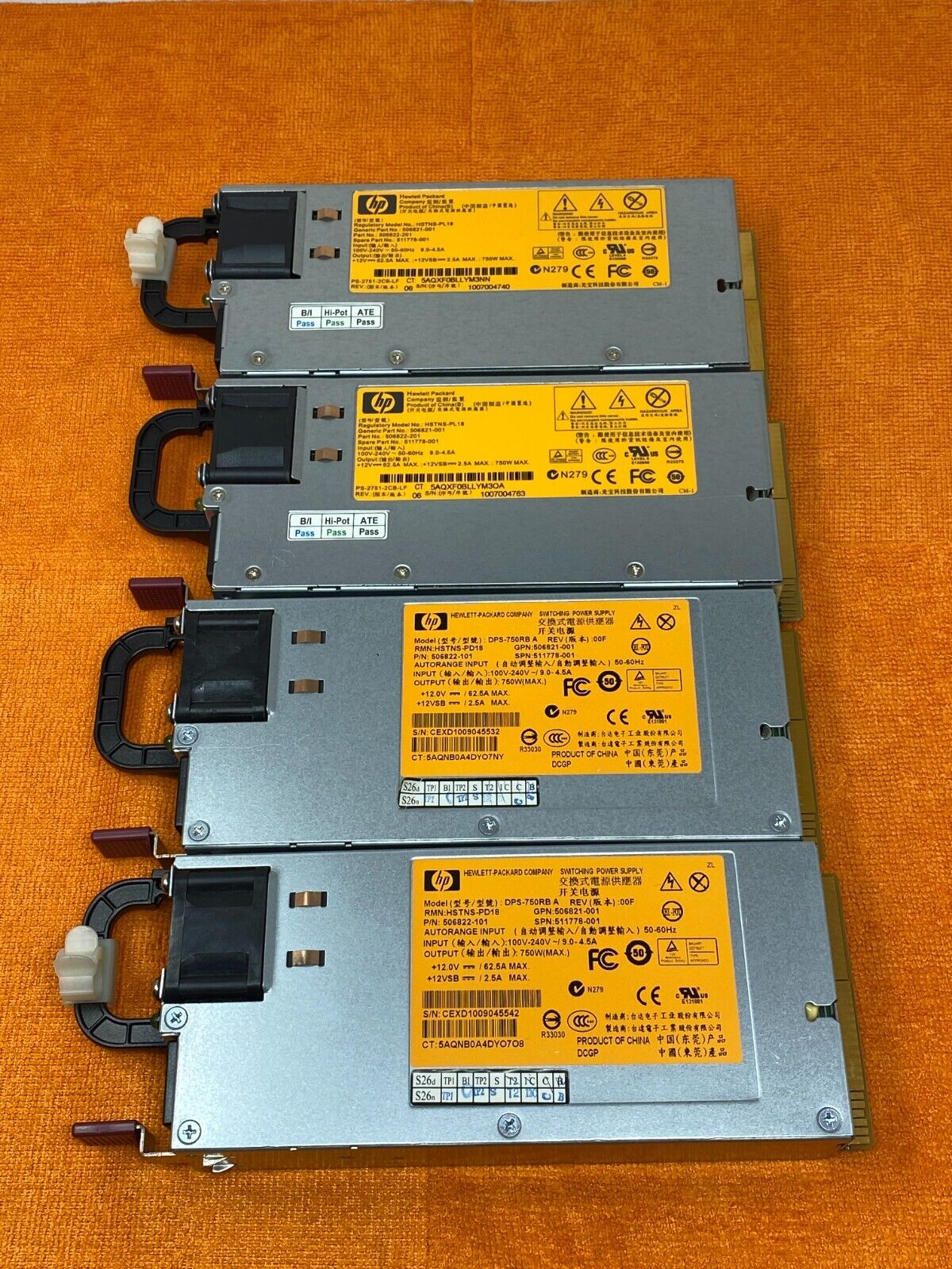 4 LOT OEM HP 750W 506822-101 DPS-750RB A HOT PLUGGABLE PROLIANT POWER SUPPLY