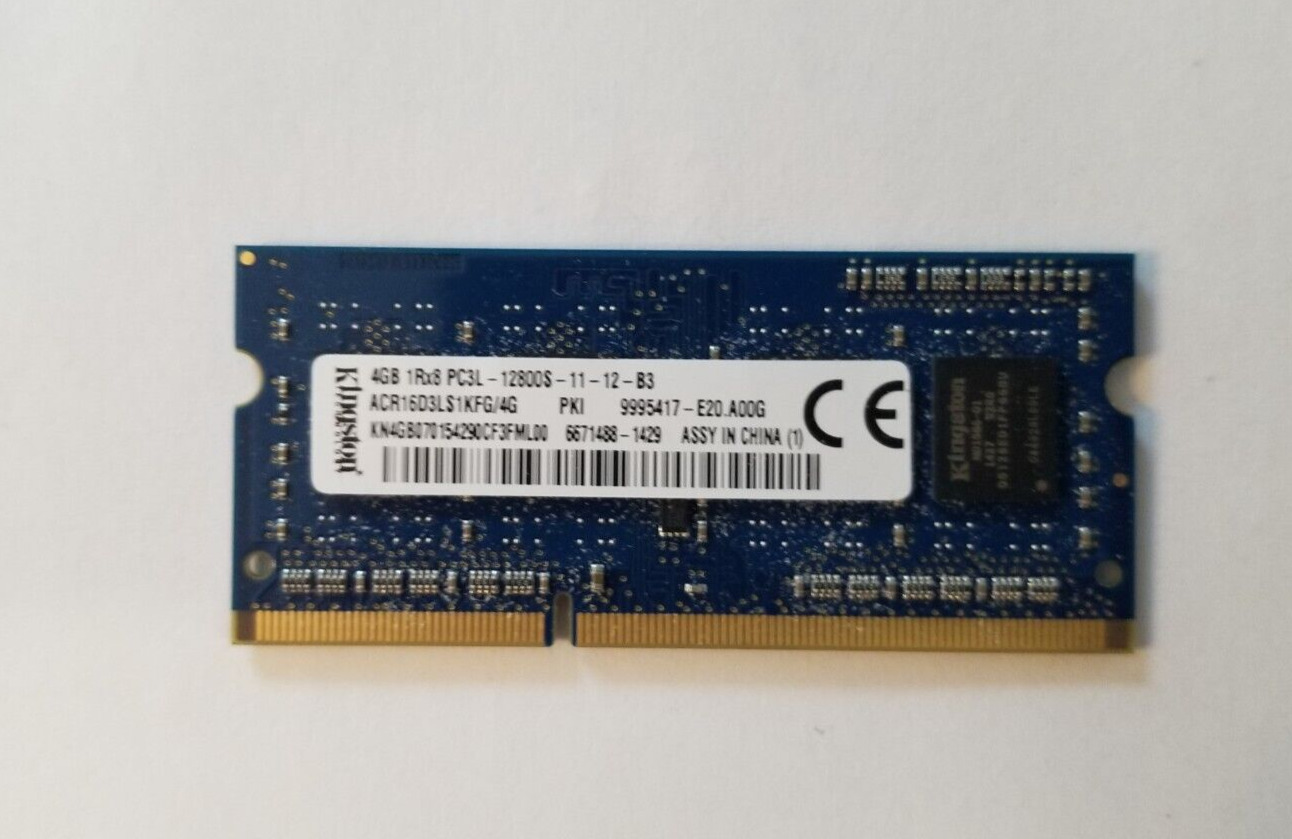 KINGSTON 4GB 1Rx8 PC3L-12800S SO-DIMM LAPTOP MEMORY ACR16D3LS1KFG/4G