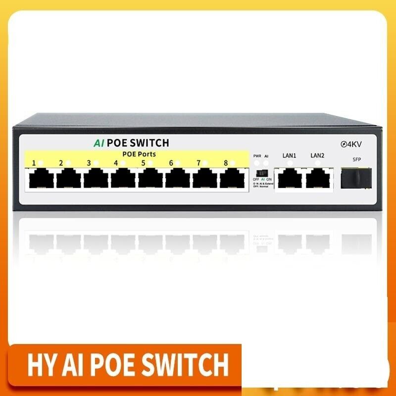 SFP POE Switch Gigabit Uplink 48V Ethernet 8 Port 120W Network For IP Camera