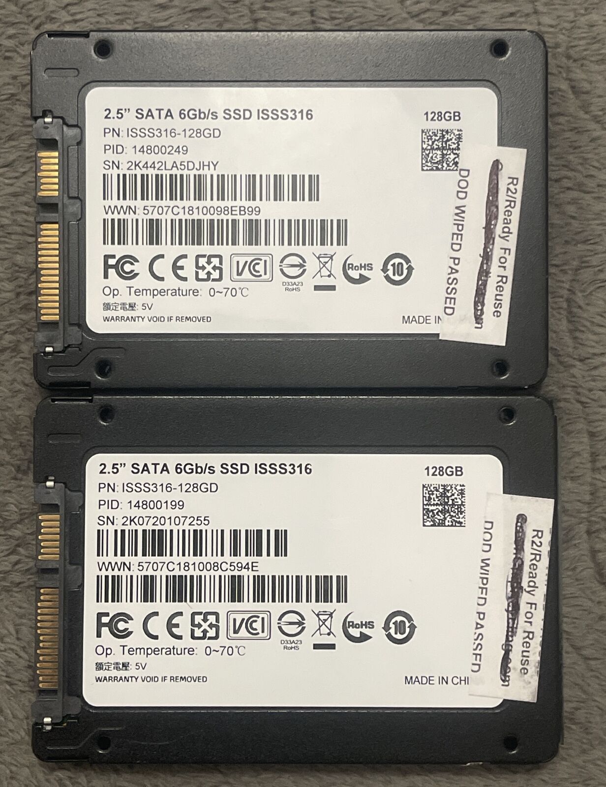 LOT OF 2 Adata Sata 6gb/s SSD ISSS316 3D TLC ISSS316-128-GB 128GB SSD