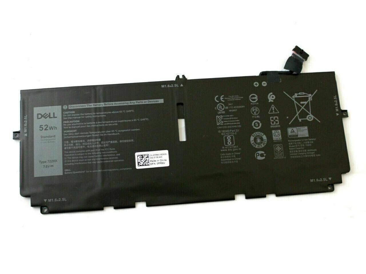 Brand NEW OEM Genuine 52Wh 722KK Battery Dell XPS 13 9310 9300 2XXFW WN0N0 FP86V