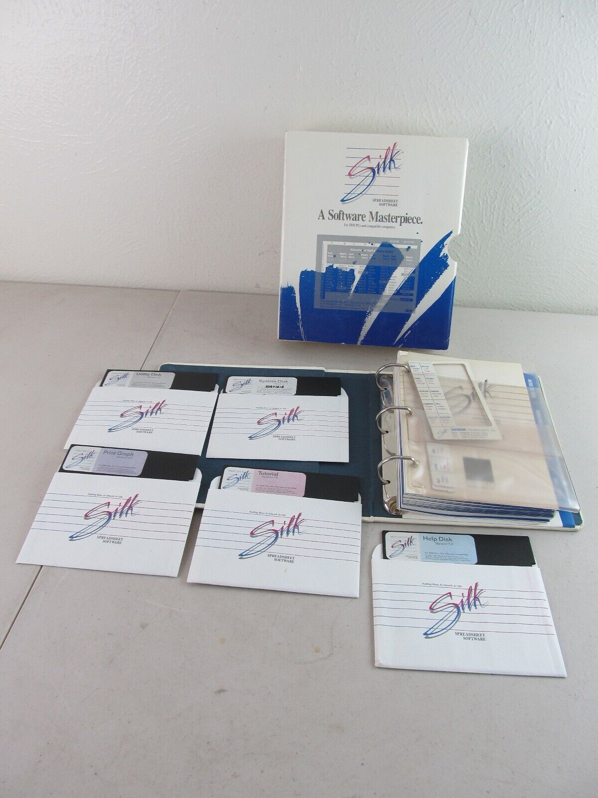 VINTAGE Silk Spreadsheet Software Floppy Disks IBM PC 1987 by Daybreak Tech.