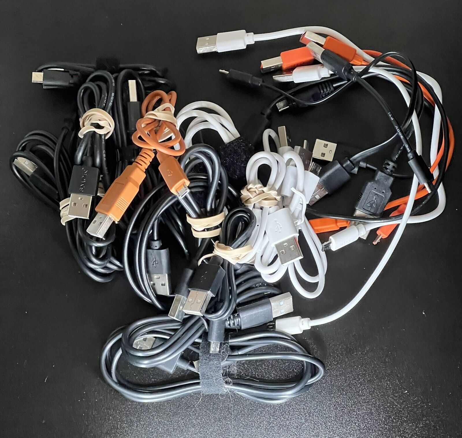 Lot of 38 USB Cables - A to B, Micro, USB C etc..