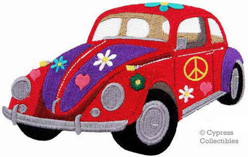 HIPPIE FLOWER POWER CAR embroidered PATCH PEACE SIGN SYMBOL iron-on APPLIQUE