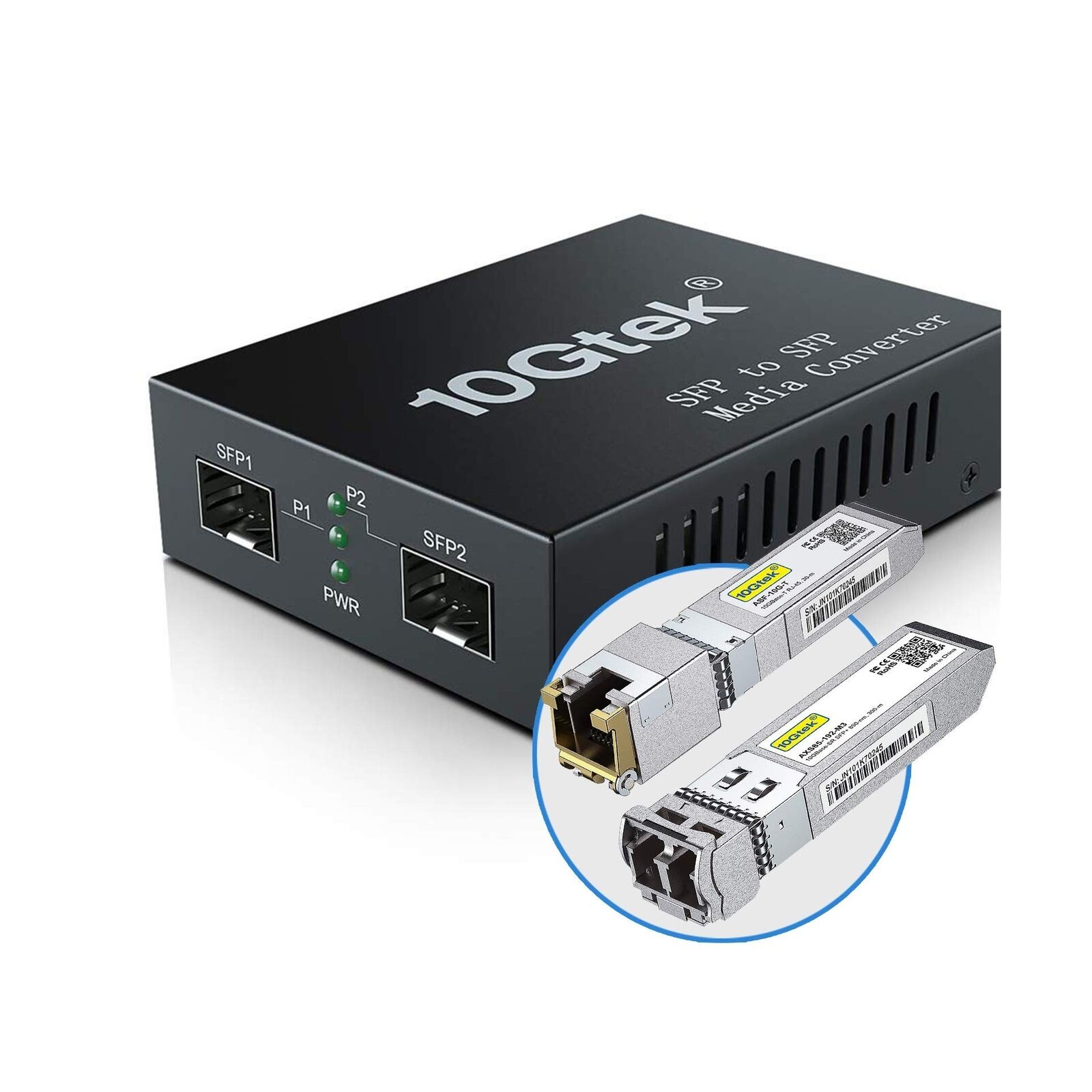 10GbE SFP+ Media Converter, Fiber to 10G Copper UTP Ethernet Media Converter,...