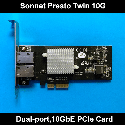 Sonnet Twin 10G (Presto) 10GbE 10GBASE-T (Dual-port, 10GBASE-T 10GbE PCIe Card)