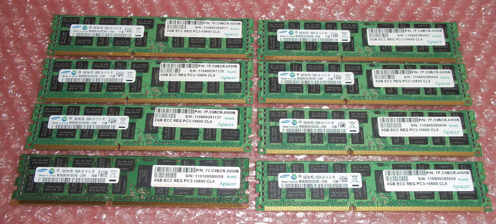 Samsung 64GB 8x 8GB PC3-10600R ECC Server Memory RAM M393B1K70CH0-CH9
