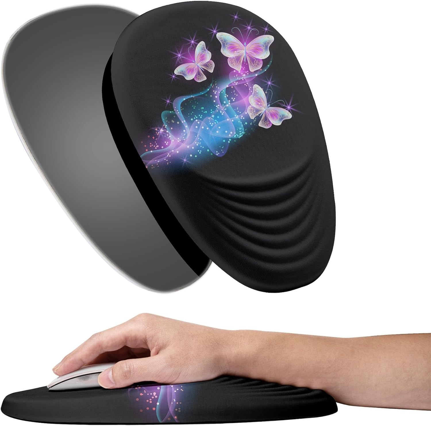 Mouse Pad, Ergonomic Mouse Pad with Memory Foam Wrist Rest Support and Lycra Clo