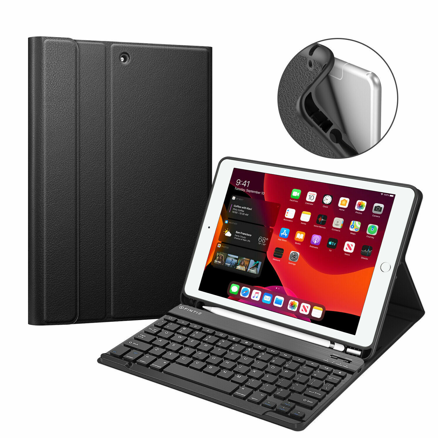Keyboard Case for iPad 9th/8th/7th Gen 2021/2020/2019 Soft TPU Back Stand Cover