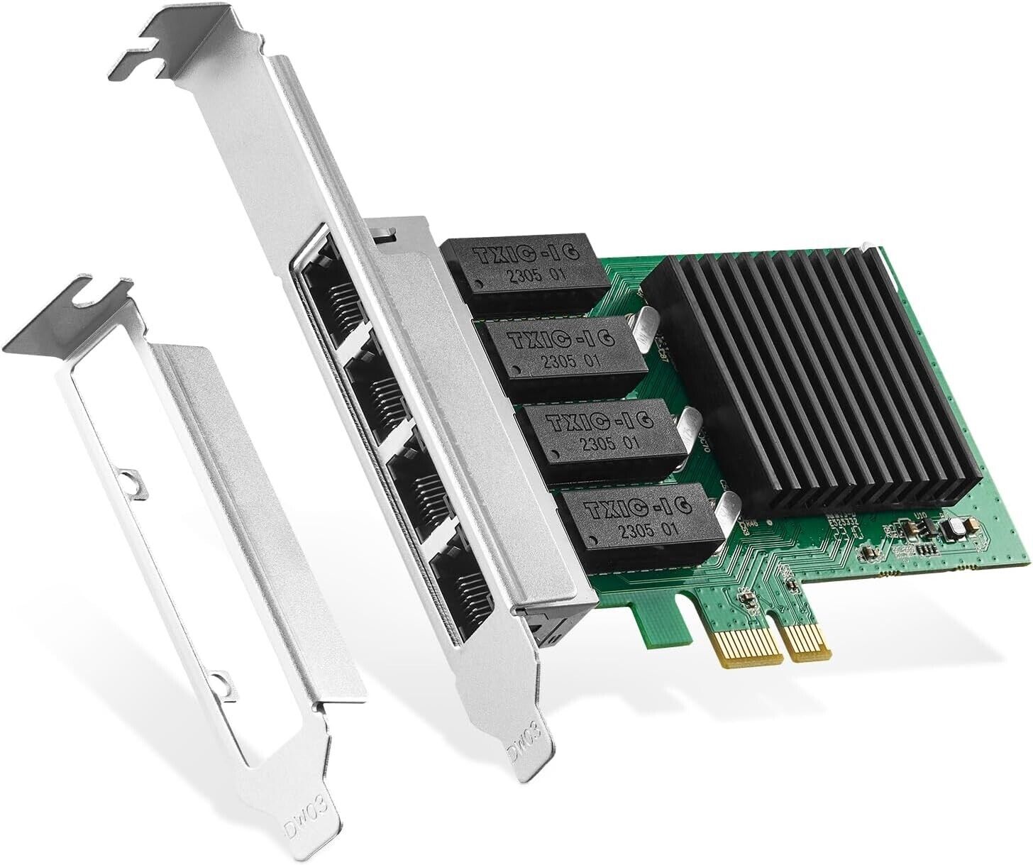 Binardat 4 Port Gigabit PCIe Network Adapter, Realtek RT8111H Controller 1000/10