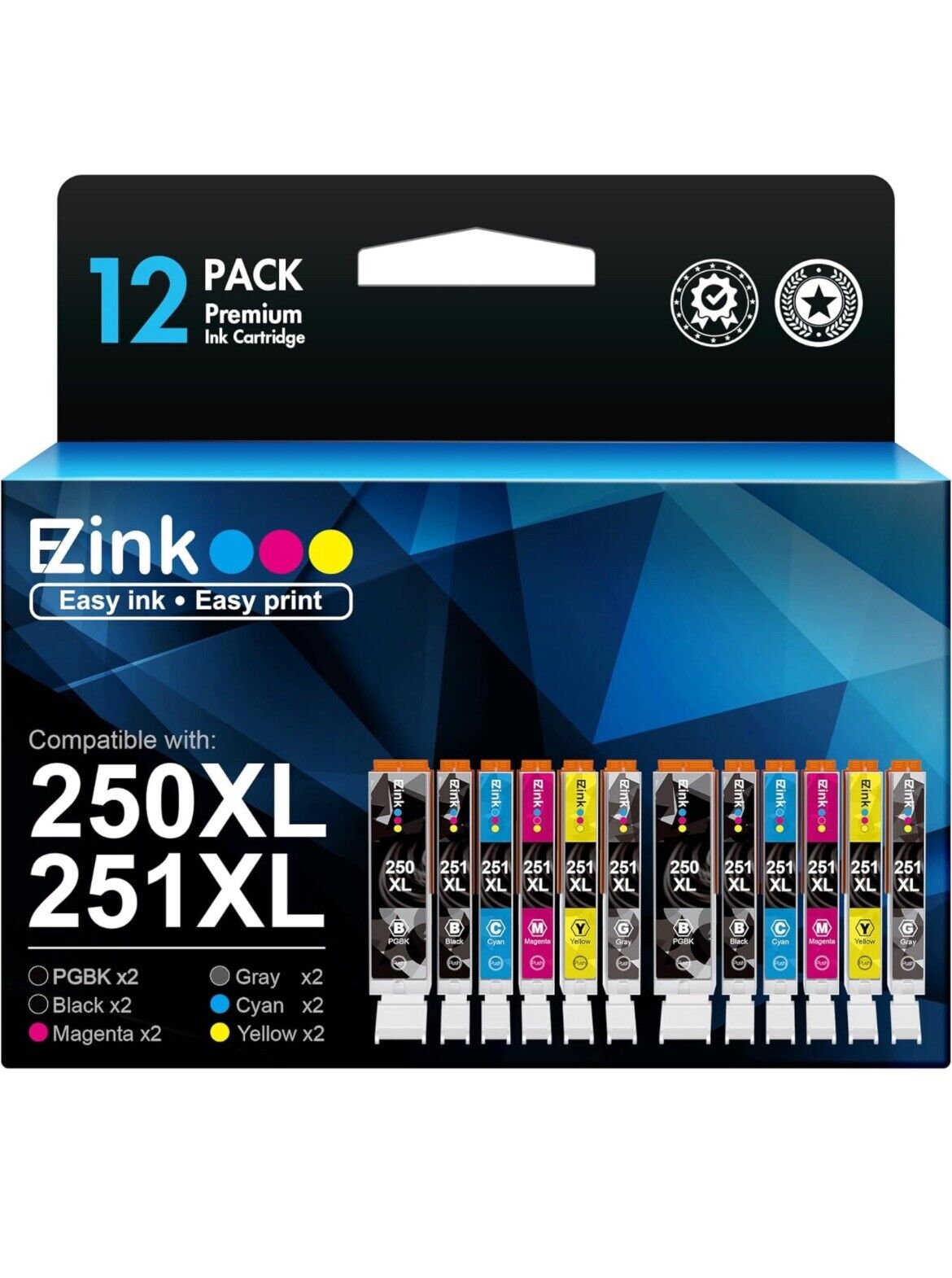 E-Z Ink (TM) Compatible Ink Cartridges Replacement for Canon 250