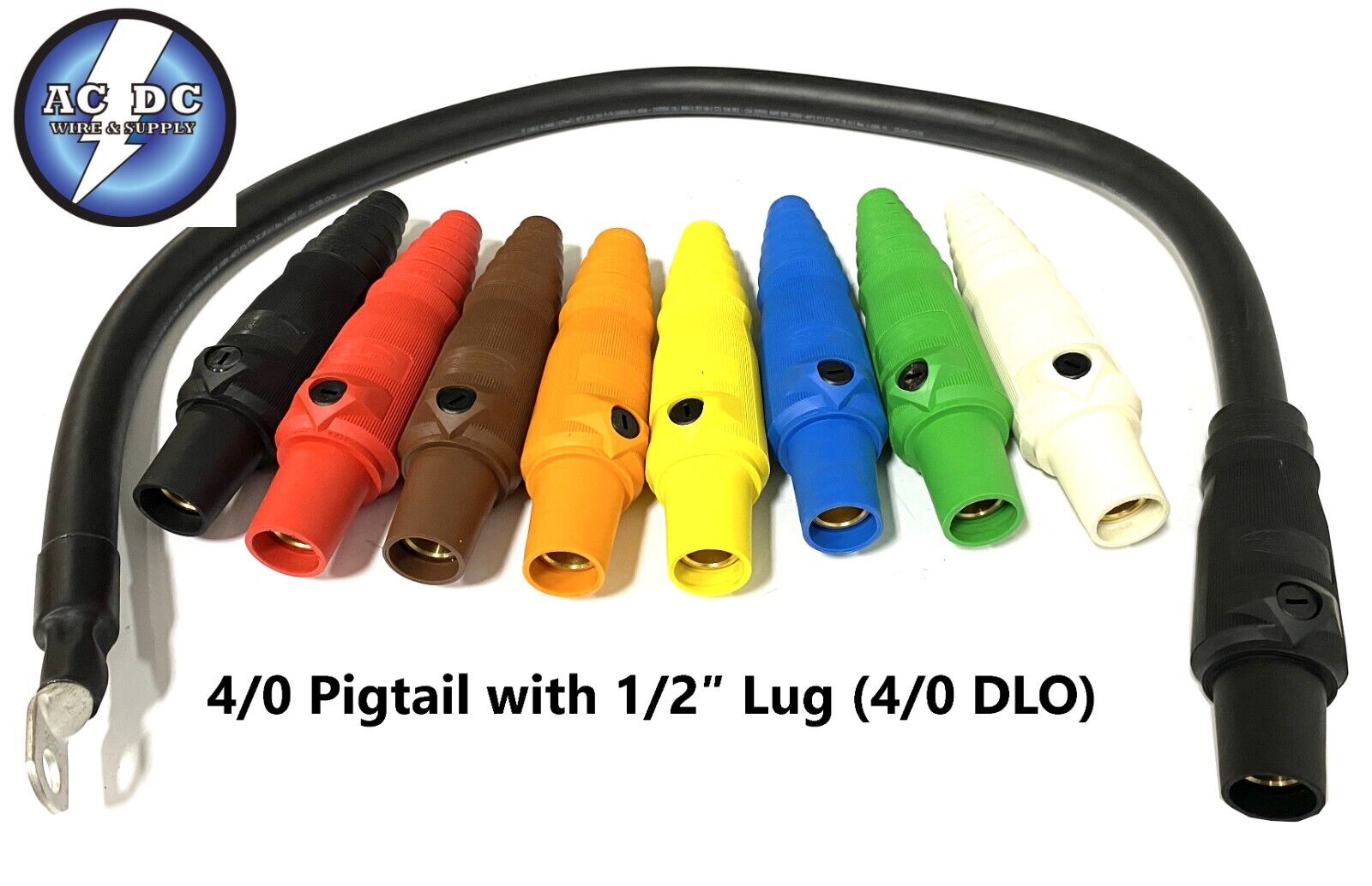 4/0 Pigtail with 1/2″ Lug (4/0 DLO CABLE 2000V GENERATOR PIGTAIL)