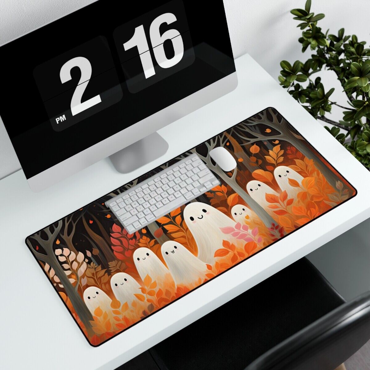 Cute Ghost Desk Mat, Kawaii Mouse Pad,  Large Aesthetic Kawaii Halloween Office