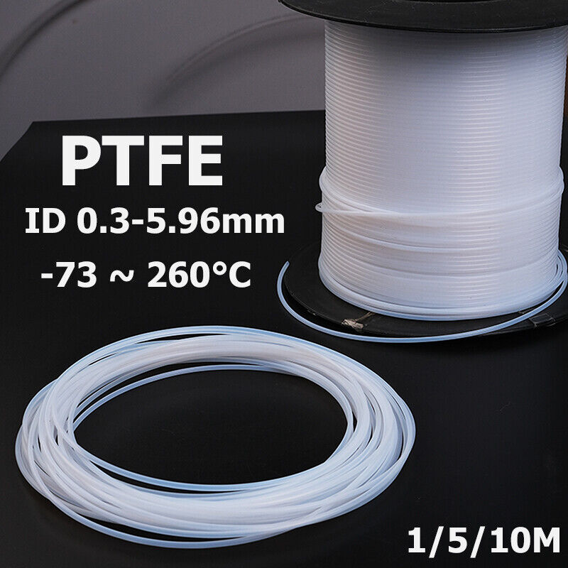 Translucent Fine PTFE Tube Tubing Sleeve ID 0.3-5.96mm 1/5/10 Meter 3D Printer
