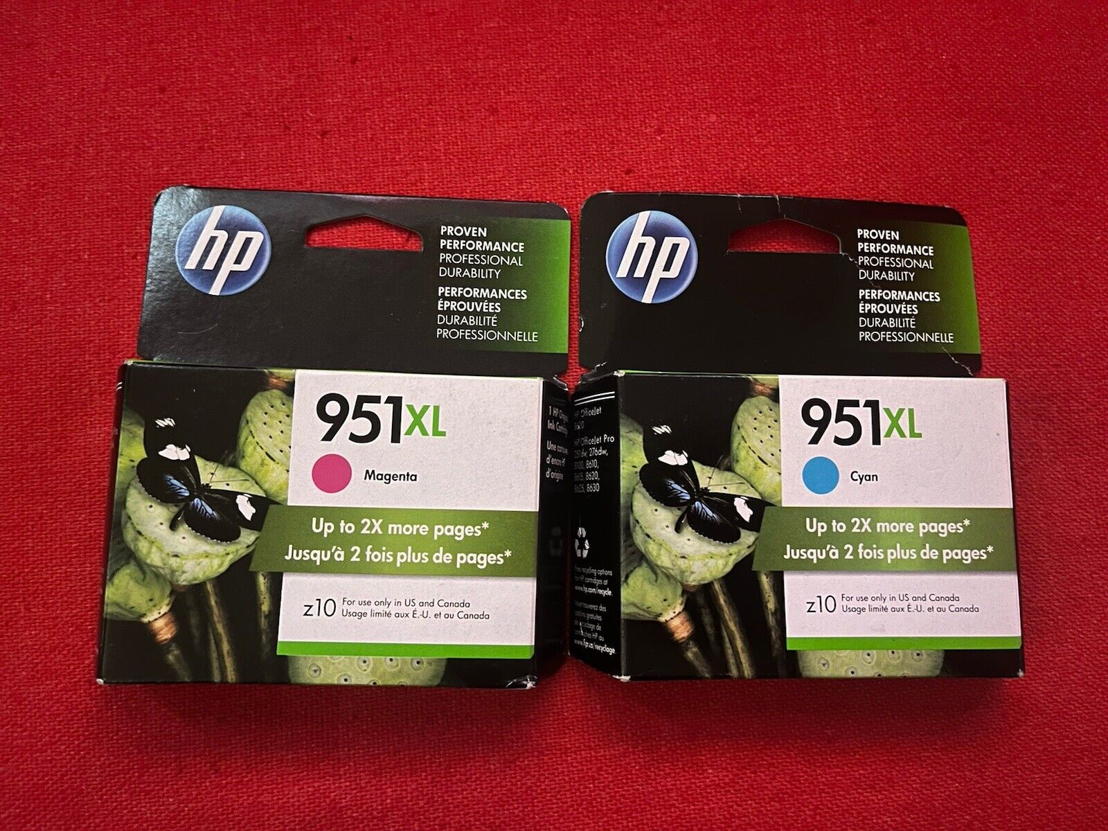 Lot of 2 Genuine HP 951XL Magenta and Cyan Ink Cartridges • Sealed 2019