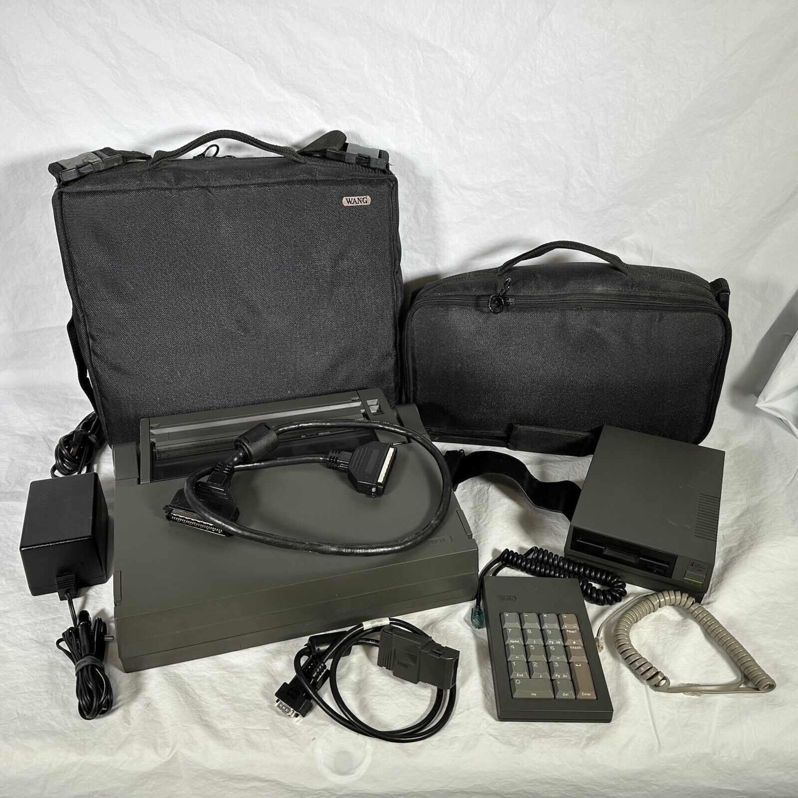 Rare Wang Portable Computer WLTC Complete W/ Keypad, Cords & Original Case