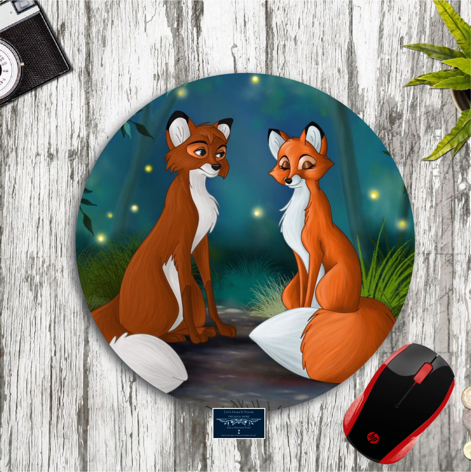 FOX & THE HOUND TODD VIXEY DISNEY INSPIRED ART ROUND MOUSE PAD DESK MAT PC GIFT