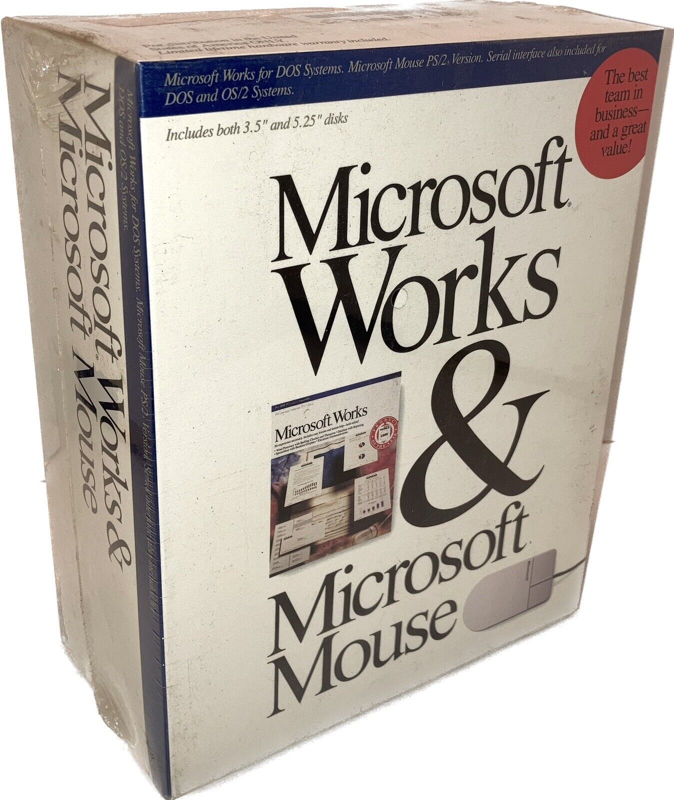 RARE Vintage Sealed Microsoft Works V 2.0 & Microsoft Mouse (PS/2, Serial) NOS