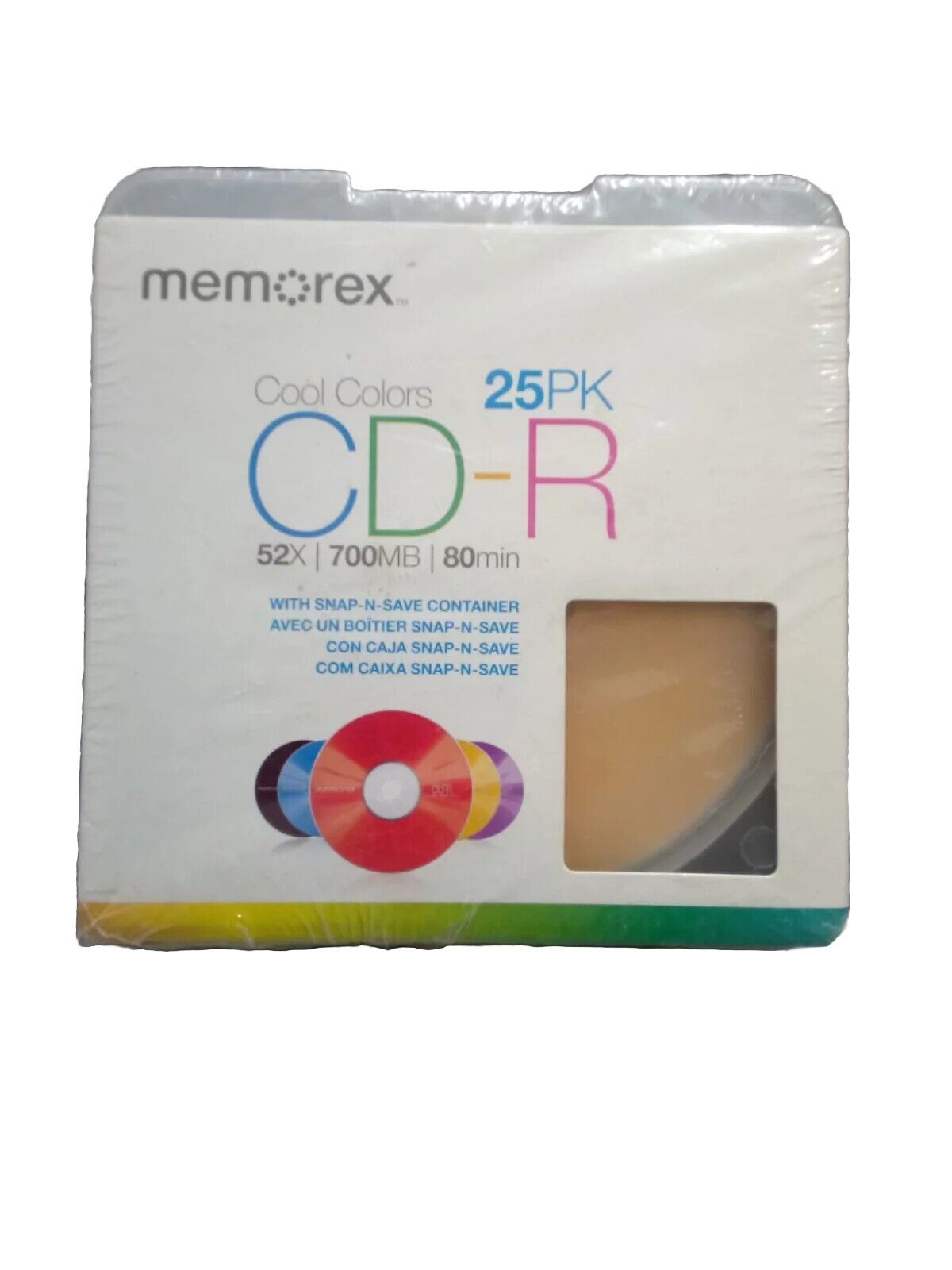 Memorex 700MB/80-Mins 52x CD-R Box Media Cool Colors 25-Pk Recordable New Sealed
