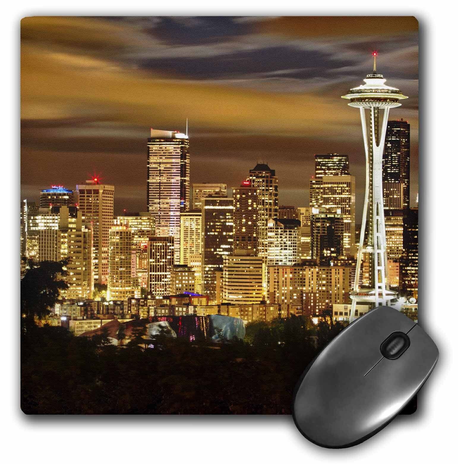 3dRose USA, Washington, Seattle skyline, Night view - US48 CRE0000 - Christopher