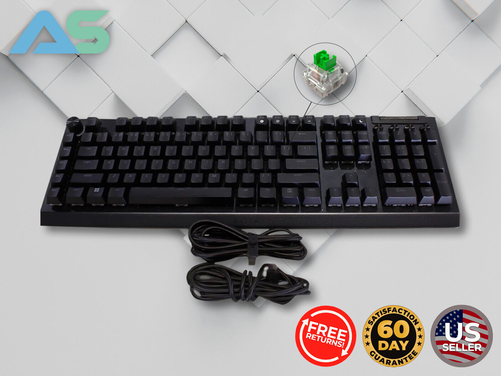 Razer BlackWidow V4 PRO Wired Green Clicky Switch Mechanical Full Size Keyboard