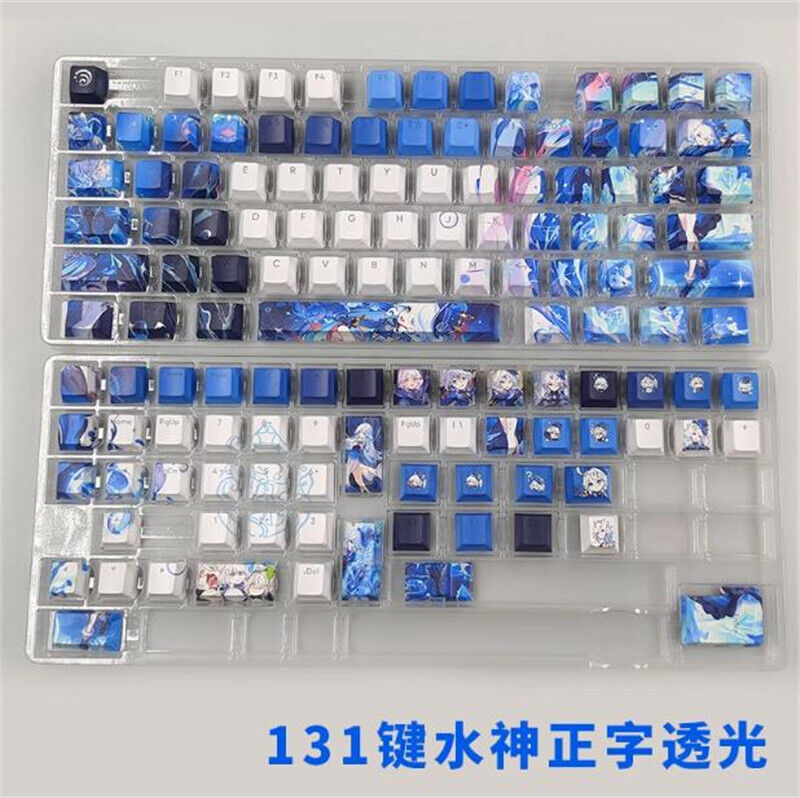 Anime Genshin Impact Furina Keycaps PBT Dye-sub 131 Keys for Cherry MX Keyboard