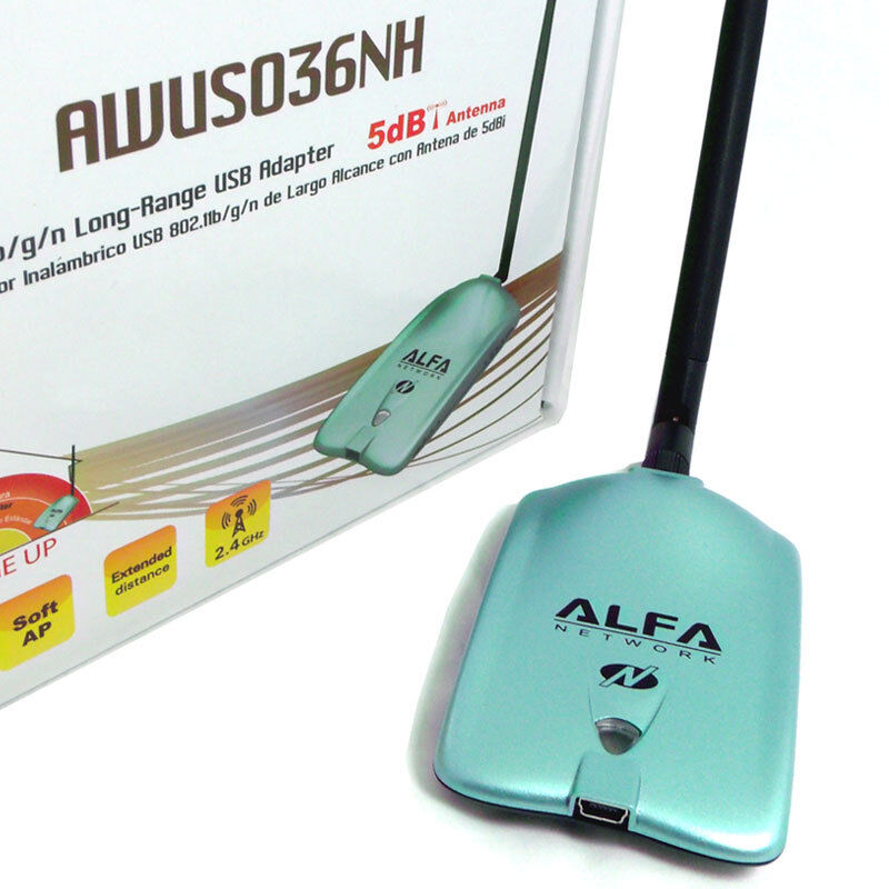 Alfa AWUS036NH 802.11n 2000mW WIRELESS-N USB Wi-Fi adapter High Power 2w RP-SMA