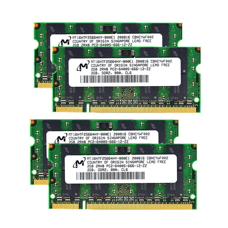 8GB Kit (4x 2GB) DDR2 800MHz PC2-6400S 1.8V Laptop Memory SO-DIMM RAM For Micron