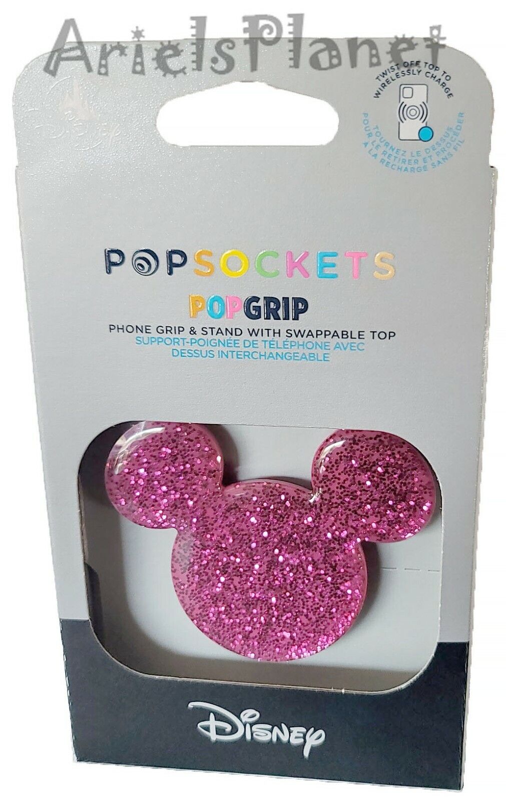 Walt Disney World Parks Mickey Ear Earidescent Pink Glitter PopGrip Popsocket