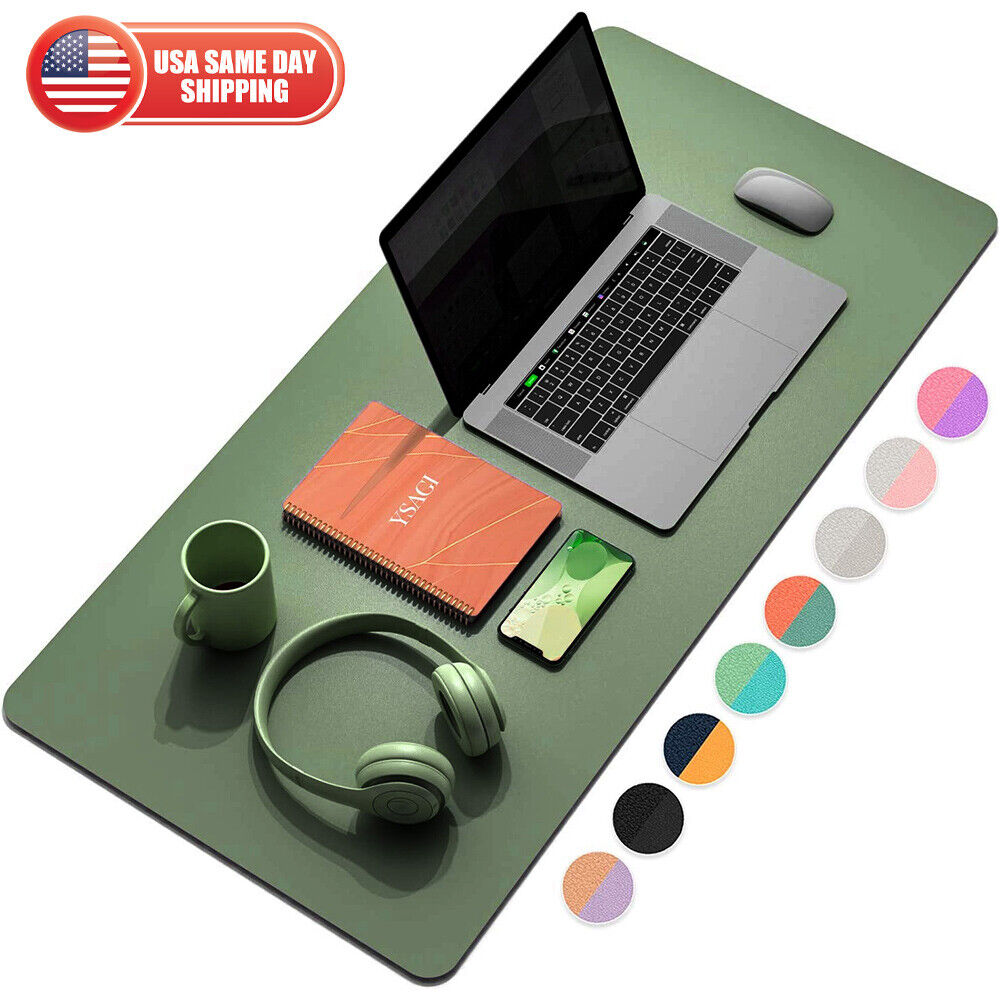 Large Leather Dual Sided Desk Pad Non-Slip Mouse Pad Office Home Writing Mat