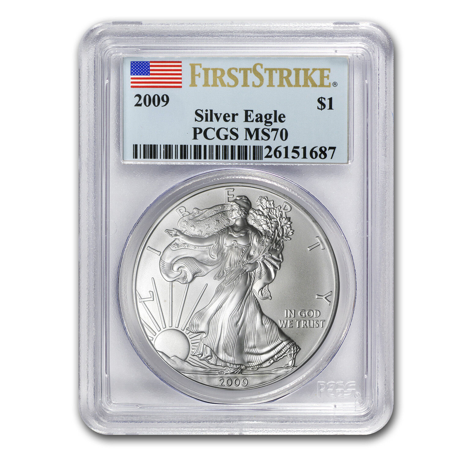 2009 1 oz Silver American Eagle Coin - MS-70 First Strike PCGS